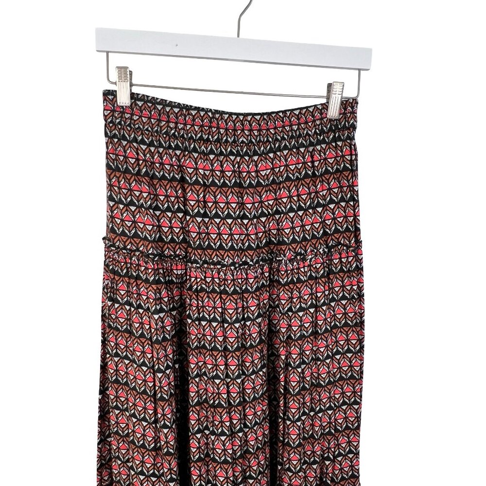 Anthropologie Black, Orange, White  Neeru Kumar Farya Tiered Maxi Skirt Medium - Picture 2 of 9